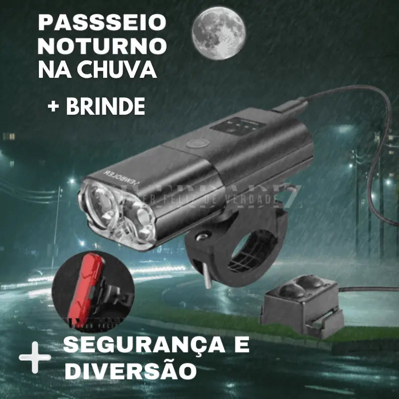Kit Farol Ultra LED Ciclismo Profissional + BRINDE Sinalizador Traseiro