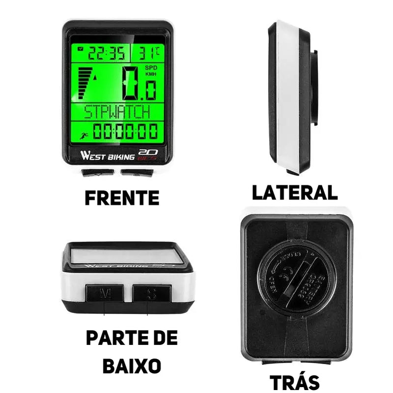 Hodômetro LED Ciclismo com Wireless West Biking 2.0