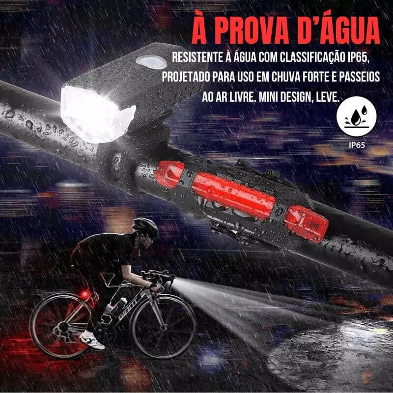 Kit Led Dianteiro + Sinalizador Traseiro de BRINDE Para Bike Recarregável USB