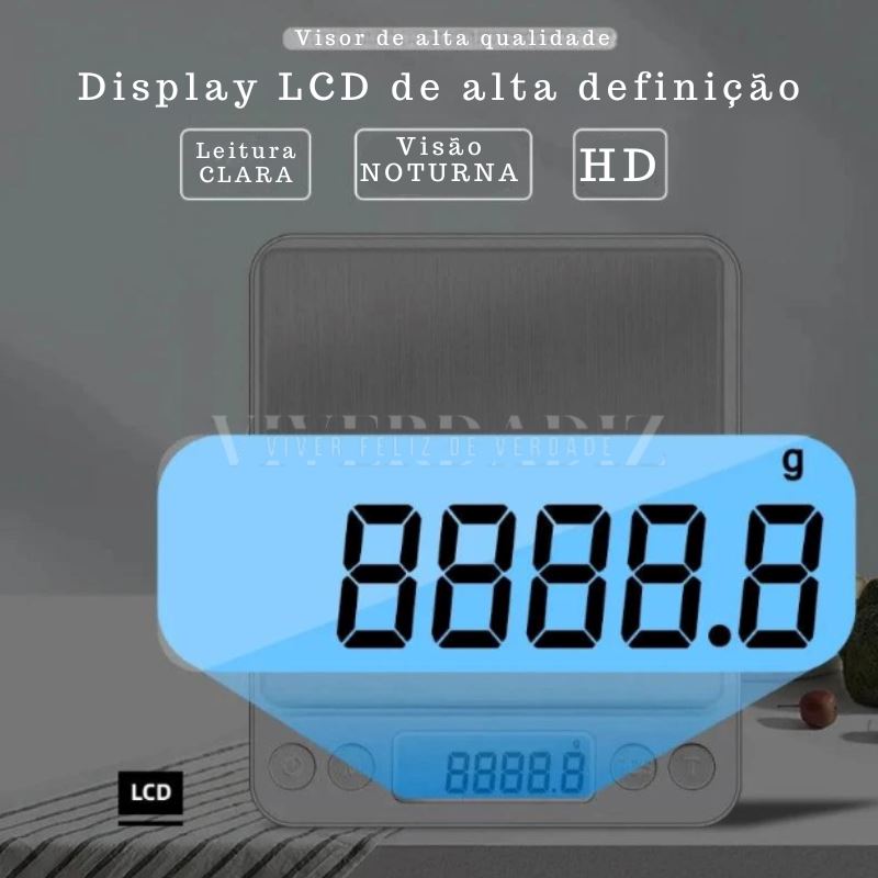 Balança Profissional Digital Para Cozinha LCD de Precisão, 0.01G, 500G, 3KG Viverdadiz 