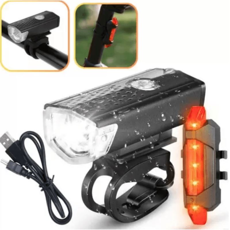 COMPRE E GANHE FAROL TRASEIRO Kit Farol Profissional Led Dianteiro + Lanterna Traseira de BRINDE Para Bike Recarregável USB - Viverdadiz