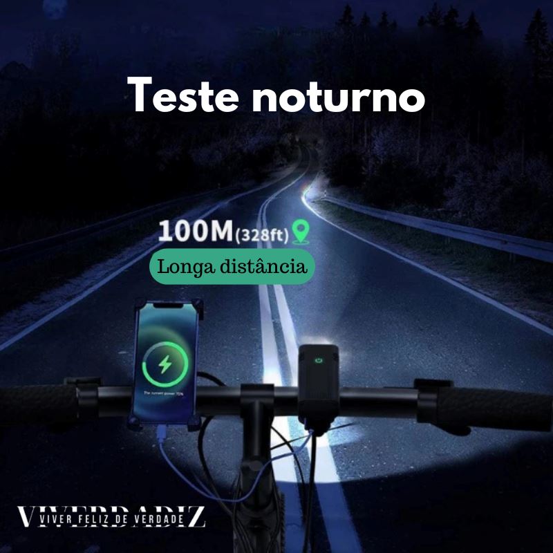 Farol de Bike Profissional Recarregável USB, 6-8 LEDS Luzes Dianteiras e Traseiras Viverdadiz 