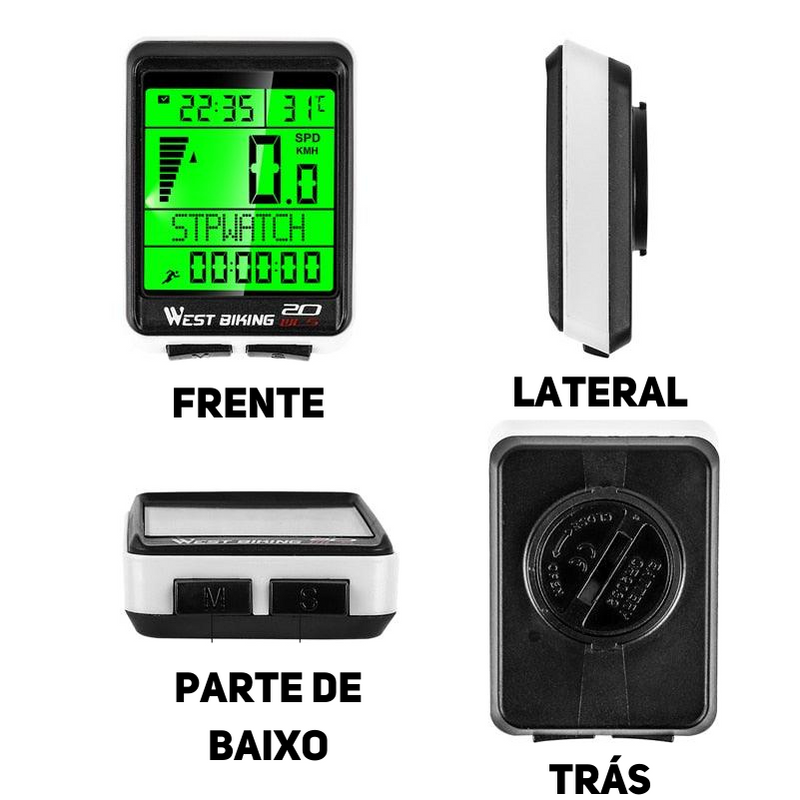 Odômetro LED Ciclismo com Wireless West Biking 2.0