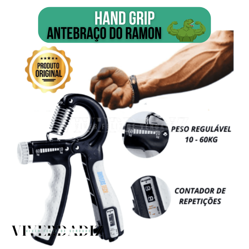 Novo Hand Grip Progressivo - Fortalecedor de Antebraço Regulável 10 a 60kg