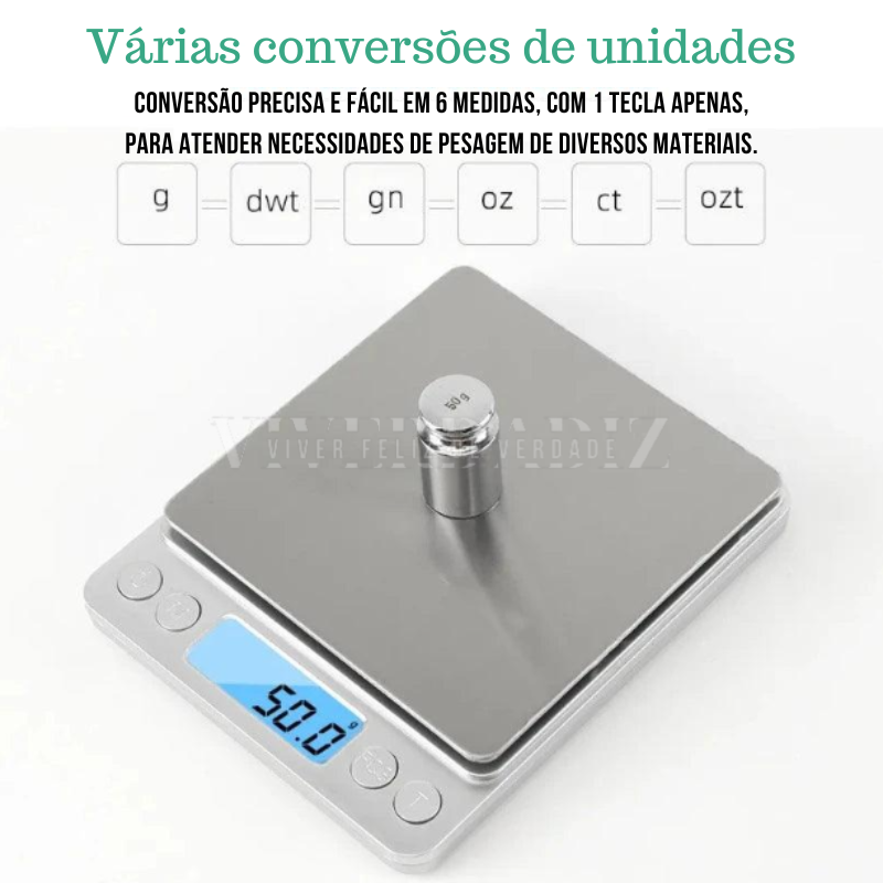 Balança Profissional Digital Para Cozinha LCD de Precisão, 0.01G, 500G, 3KG