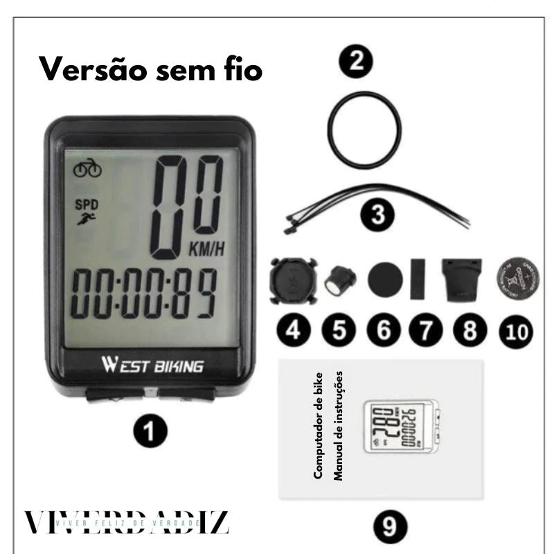 Odômetro LED Ciclismo Wireless A Prova D'Água. Viverdadiz 